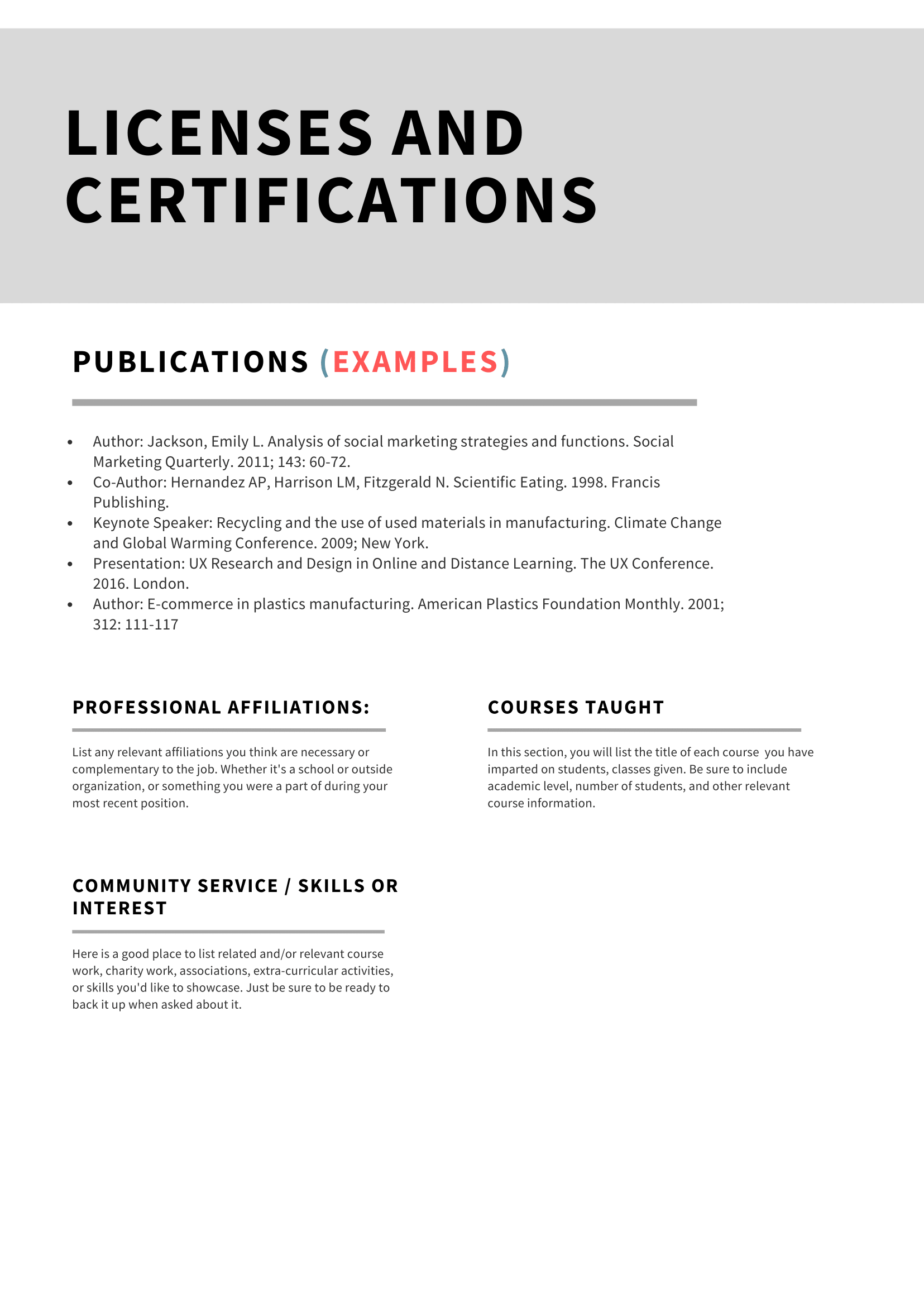 Academic CV Template 2