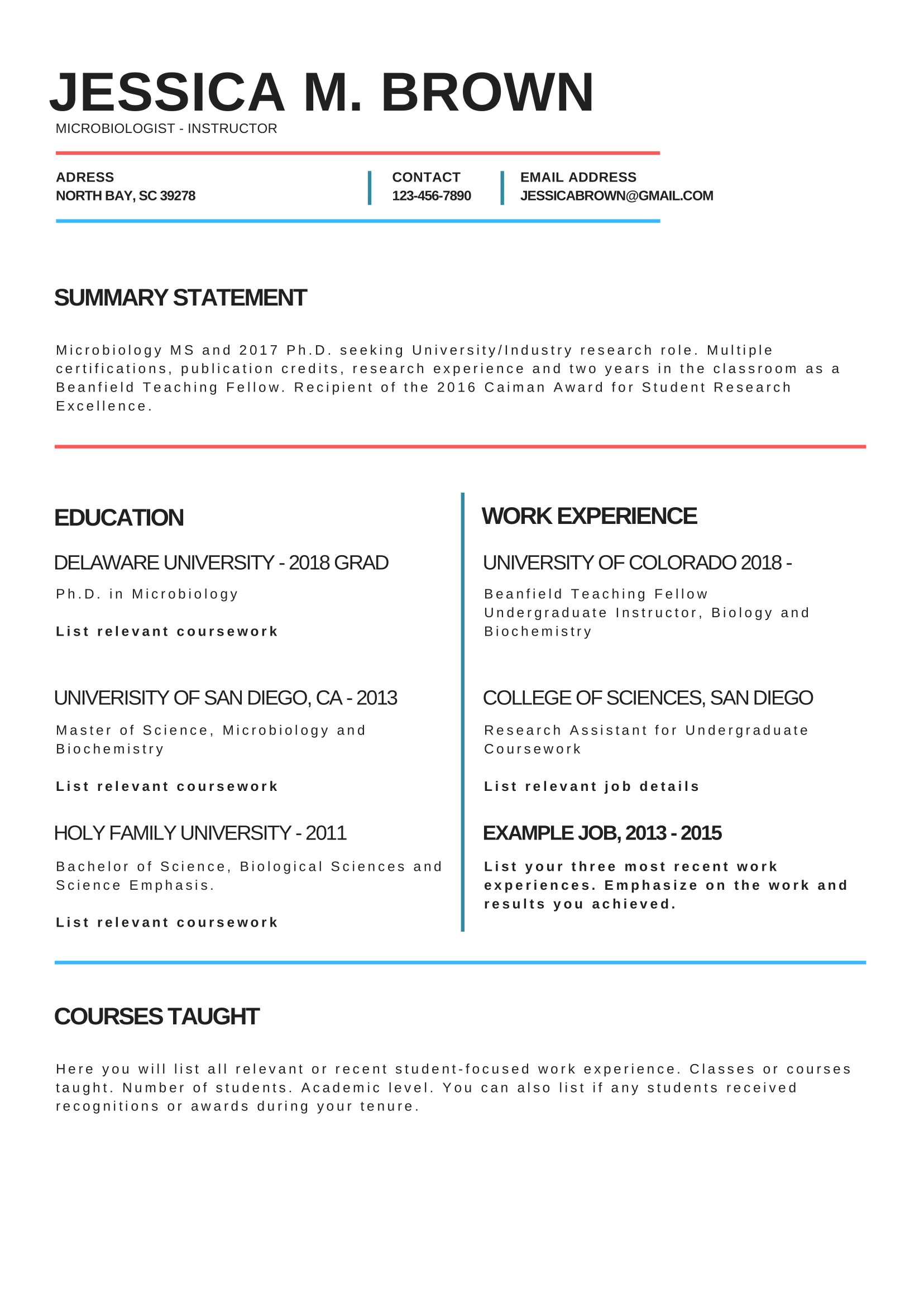 Student CV Template 1