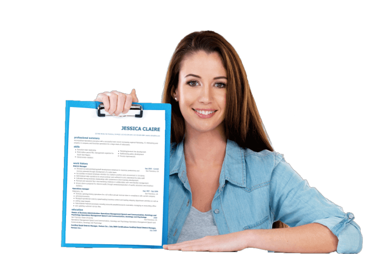 Woman holding a Resume